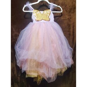 POTTERY BARN KIDS Pink Butterfly Fairy Halloween Costume DRESS - Size 4-6Y